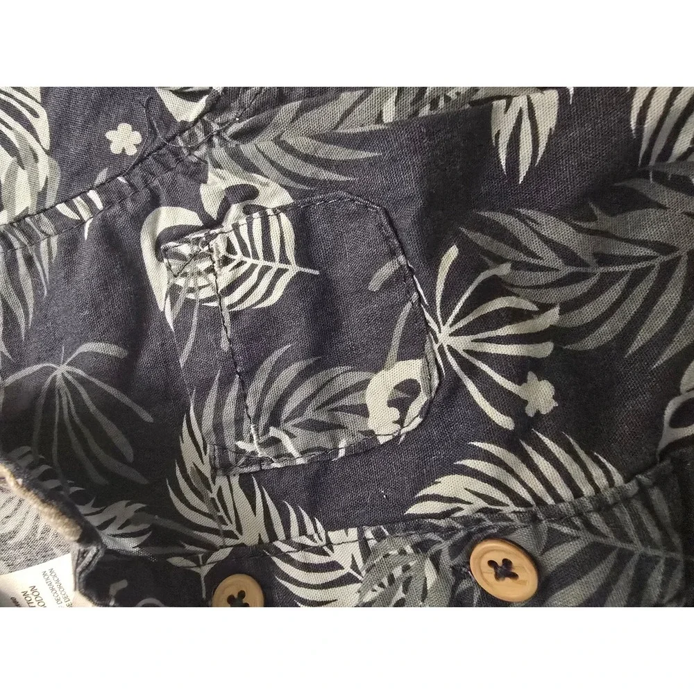 Carter's Baby Boy Tropical Leaf Button Down Bodysuit Navy Grey 18M
